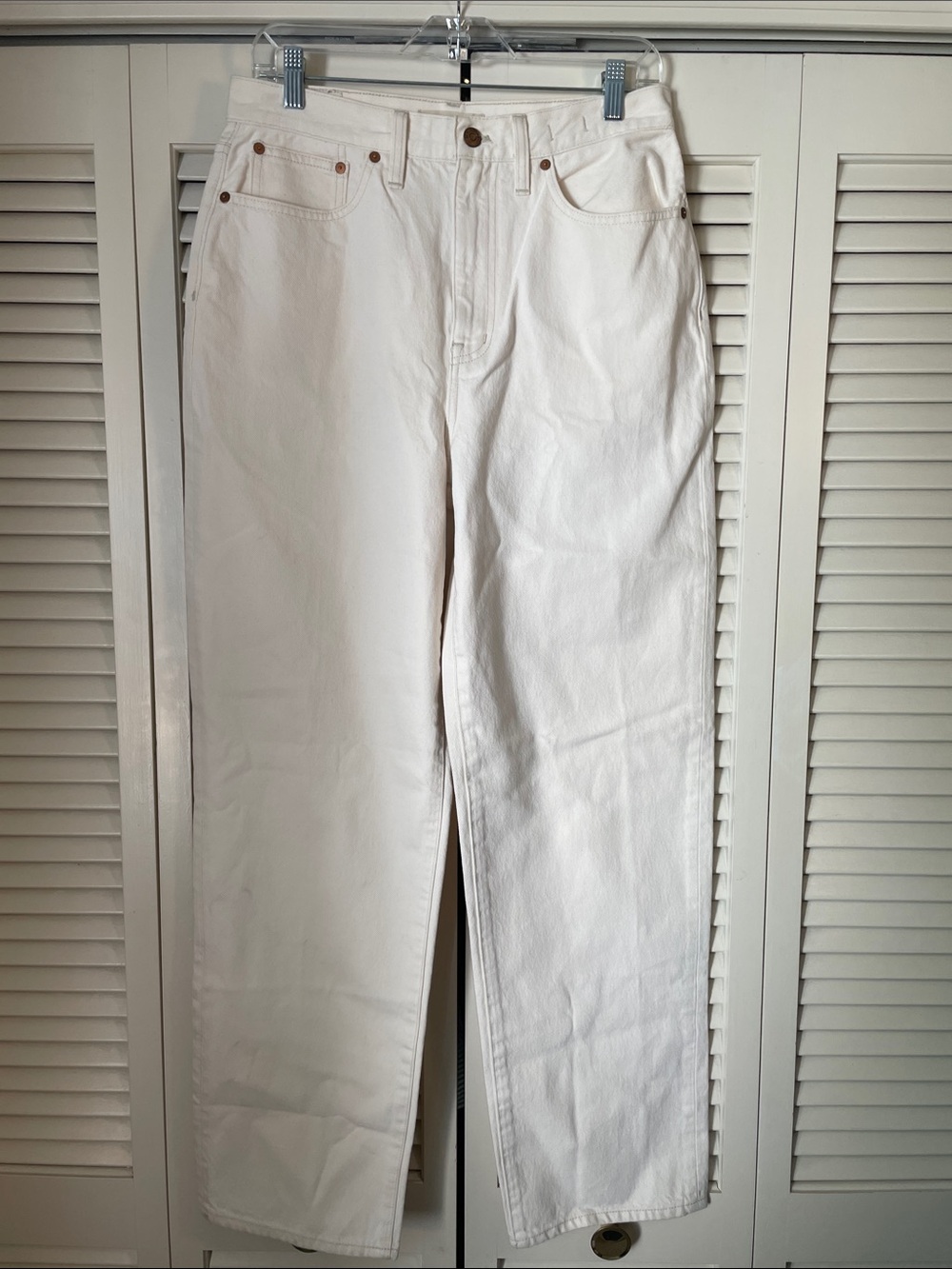 Madewell Baggy Straight Jeans Sz 29 Ivory zipper / button closure 100% cotton